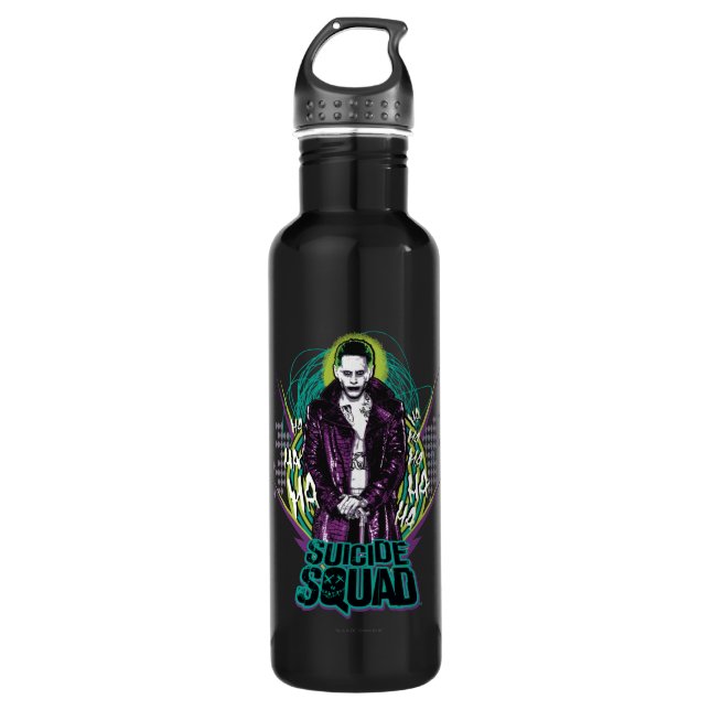 Bouteille D'eau Équipe de suicide | Joker Retro Rock Graphic (Devant)