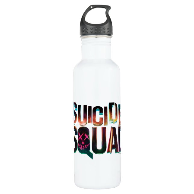Bouteille D'eau Équipe de suicide | Logo couleur brillant (Devant)