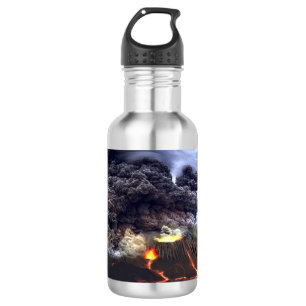 Bouteille D'eau Éruption du volcan sur la montagne