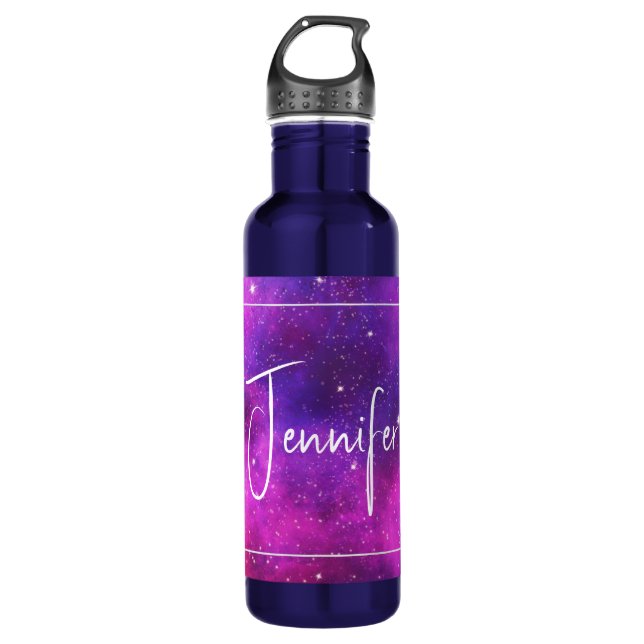 Bouteille D'eau Espace rose & violet & Étoiles Faux Galaxy (Devant)