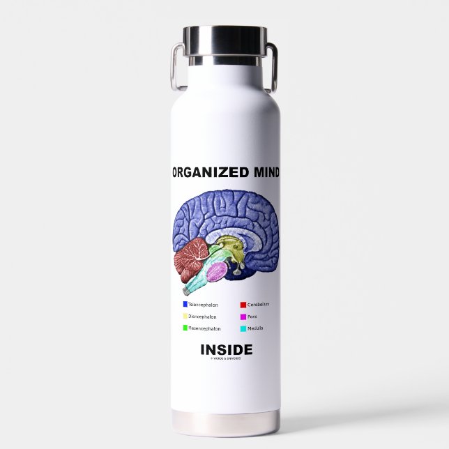Bouteille D'eau Esprit organisé à l'intérieur de l'Humour cérébral (Avant)