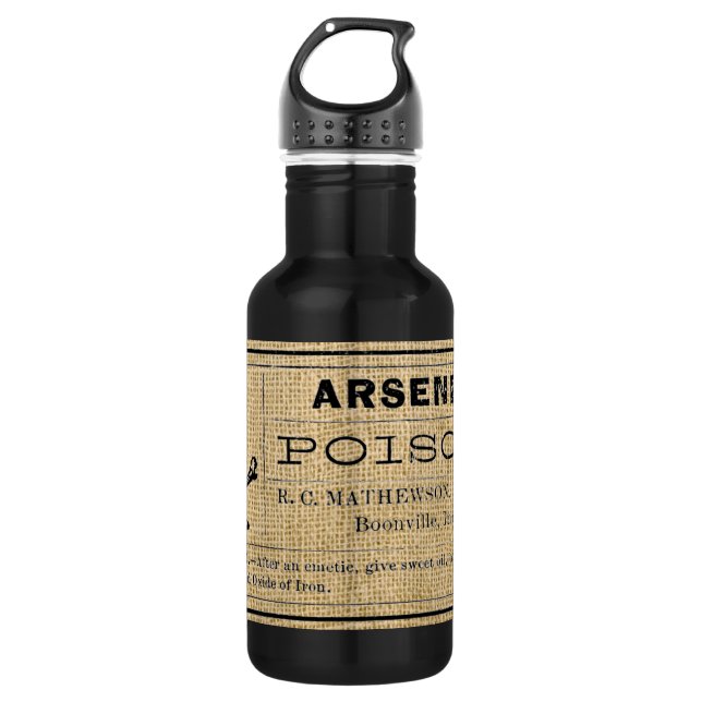 Bouteille D'eau Étiquette d'arsenic sur Burlap (Devant)