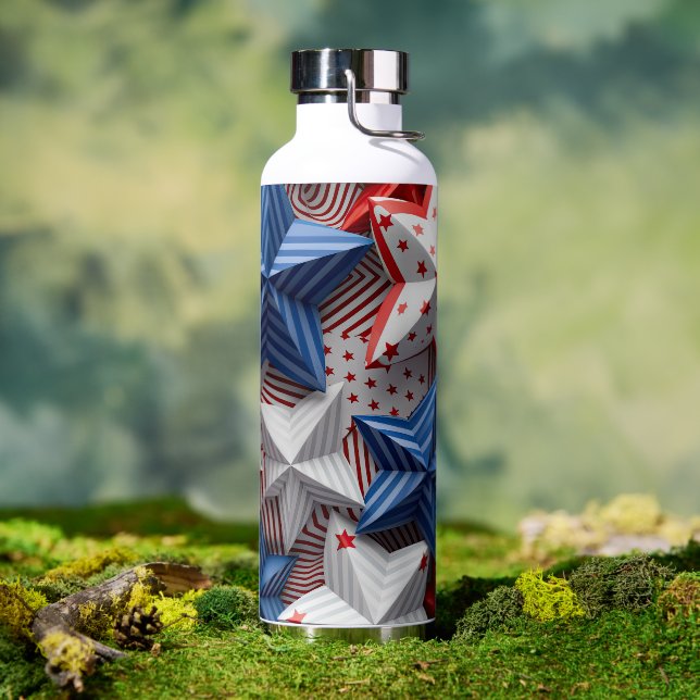 BOUTEILLE D'EAU ÉTOILES BLEUES ROUGES PATRIOTIQUES (Café)