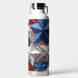 BOUTEILLE D'EAU ÉTOILES BLEUES ROUGES PATRIOTIQUES