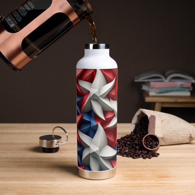 BOUTEILLE D'EAU ÉTOILES BLEUES ROUGES PATRIOTIQUES (Café)