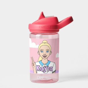 Bouteille D'eau Étudiante de Blonde Pink Cartoon Girl School