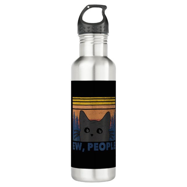 Bouteille D'eau Ew Personnes Chat Noir Funny Anti Social Introvert (Devant)