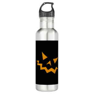 Bouteille D'eau Face Citrouille d'Halloween - Orange Horreur
