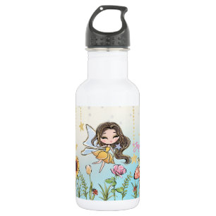 Bouteille D'eau Fairy Brown Cheveux fille Nom personnalisé Enfants