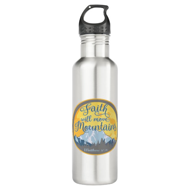 Bouteille D'eau Faith Move Mountains Christian Design (Devant)