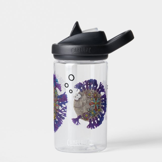 Bouteille d'eau - Famille de poisson bleu et viole (Gauche)