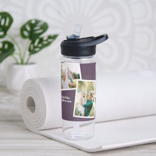 Bouteille D'eau Famille multi photo moderne violet simple famille