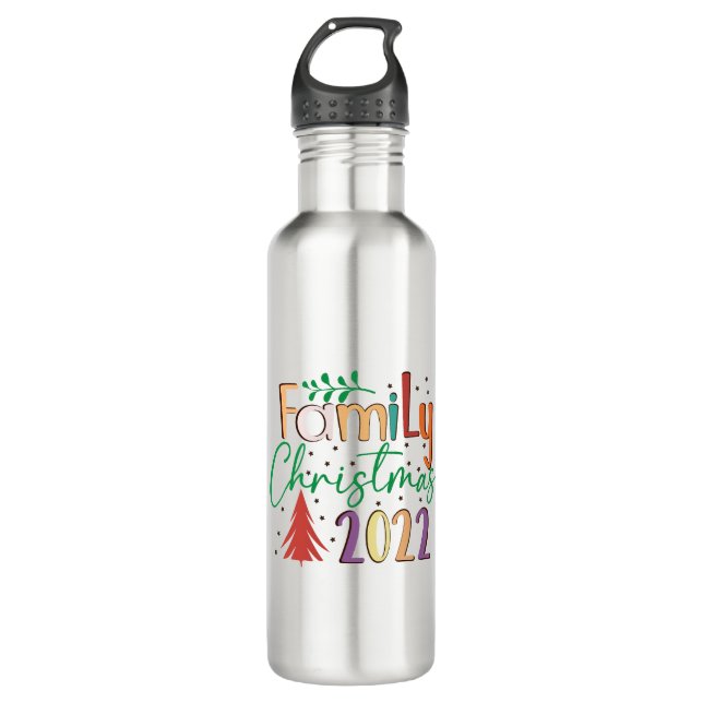 Bouteille D'eau Famille Noël 2022 (Devant)