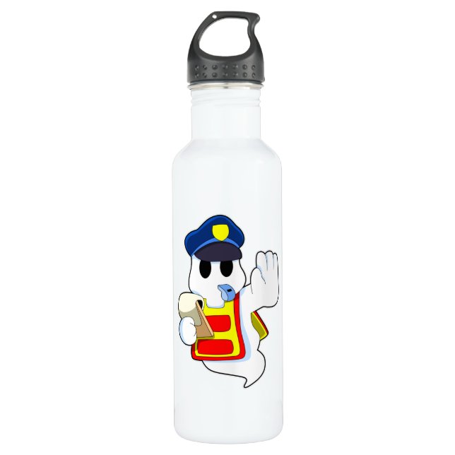 Bouteille D'eau Fantôme en tant qu'officier de police avec sifflet (Devant)