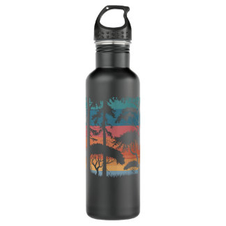 Bouteille D'eau faune vintage retro sunset forêt arbres extérieurs