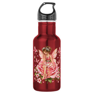 Bouteille D'eau Fée Rose Fantaisiste sur Rose – Foire de Fantaisie