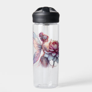 Bouteille D'eau Fée tenant une fleur surdimensionnée Personnalisée