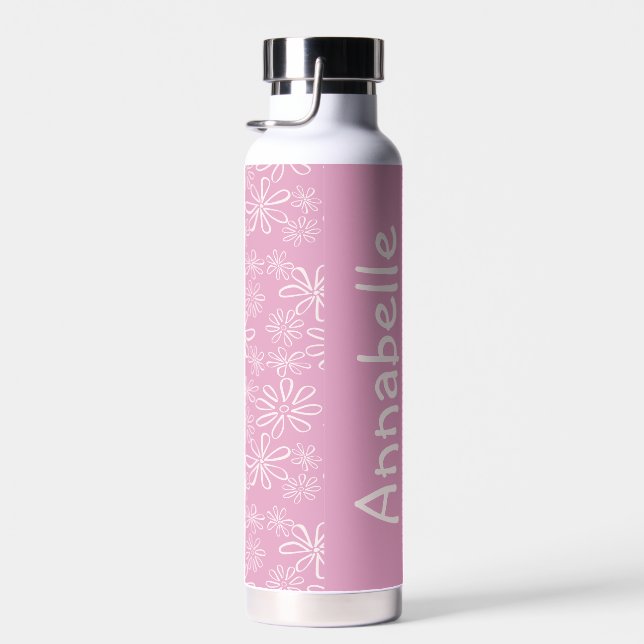 Bouteille D'eau Feminine Nom Rose Blush Flower Motif (Plage)