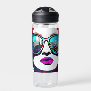 Bouteille D'eau Femme Abstraite en lunettes de soleil Personnalisé