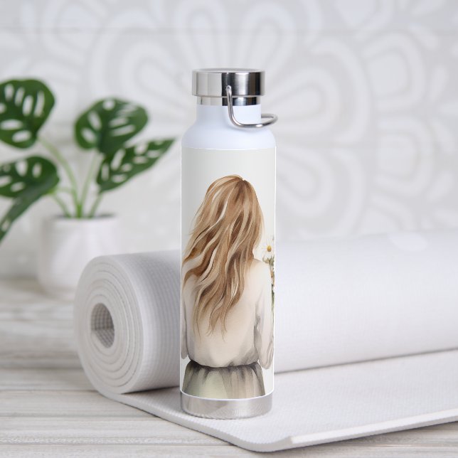 Bouteille D'eau Femme Avec Daisy Bouquet (Yoga)