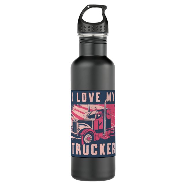 Bouteille D'eau Femme de camionneurs J'aime mon camionneur Femme d (Devant)
