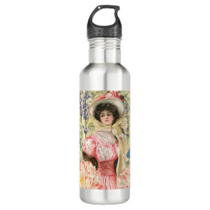 Bouteille D'eau Femme victorienne florale rose Régence