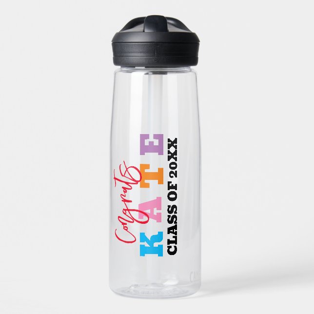 Bouteille D'eau Fête de graduation Favoriser le nom personnalisé (Avant)