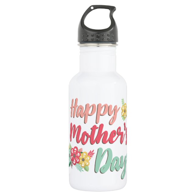 Bouteille D'eau Fête des mères florales joyeuses (Devant)