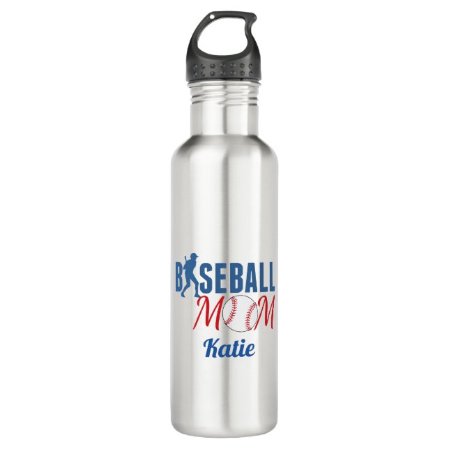 Bouteille D'eau Fête des mères sur mesure de baseball Maman mignon (Devant)