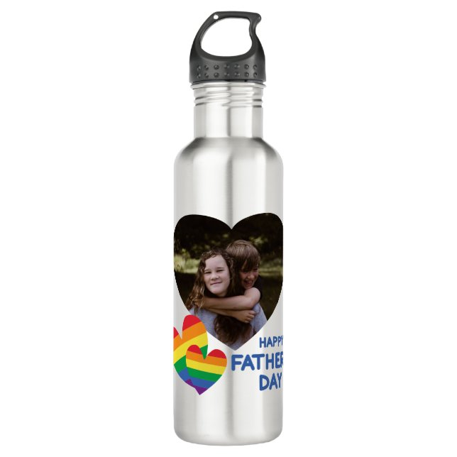 Bouteille D'eau Fête des pères des Rainbow Hearts LGBT (Devant)