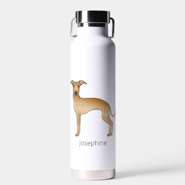 Bouteille D'eau Feu Italien Greyhound Cute Dog Avec Nom Personnali (Avant)