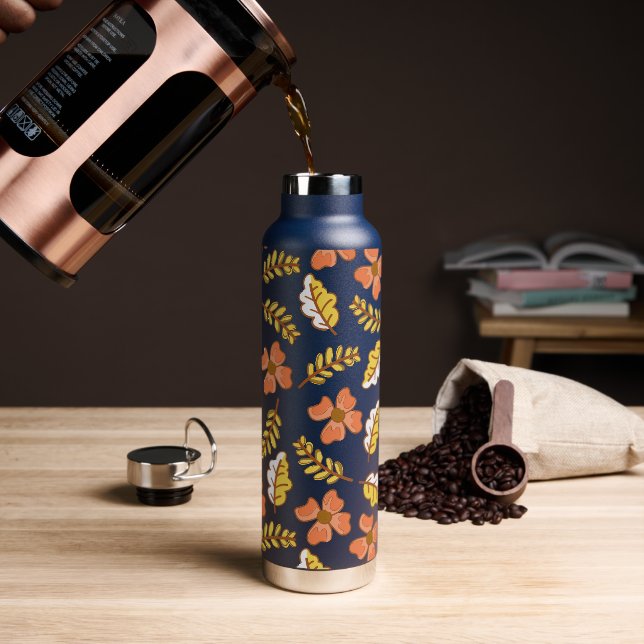 Bouteille D'eau Feuilles d'automne en chute chaude avec fleurs (Gym)
