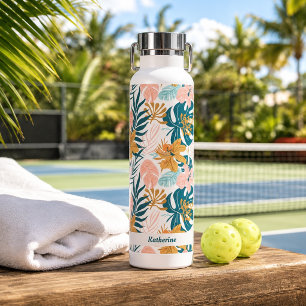 Bouteille D'eau Feuilles Fleurs Tropicales Bohème