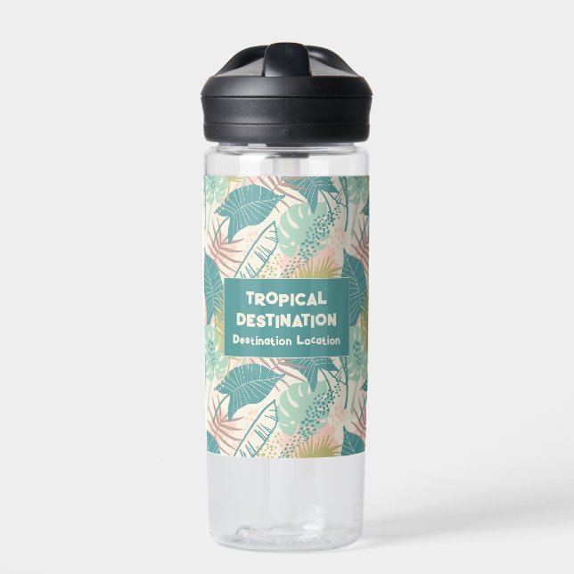 Bouteille D'eau Feuilles texte personnalisé Motif (Extérieur)