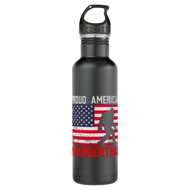 Bouteille D'eau Fier Nandertal américain | États-Unis Drapeau & Bi (Devant)
