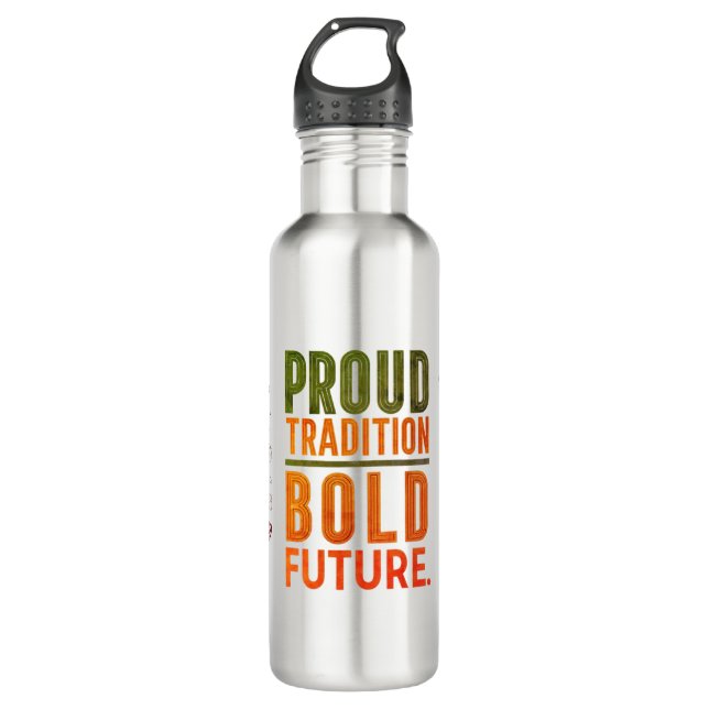 Bouteille D'eau Fière Tradition, audacieux Futur Poisson Conceptio (Devant)