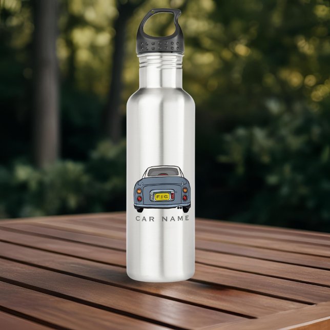 Bouteille D'eau Figarines Lapis Grey Figaro Nom de voiture Monogra (You can add your car name (or yours) and your initials to this lapis figaro water bottle. )