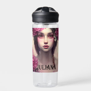 Bouteille D'eau Fille Ethérée Personnalisée avec des taches roses