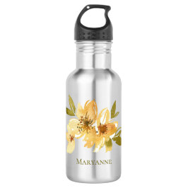 Bouteille D'eau Fille Florale Jaune personnalisée