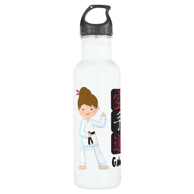 Bouteille D'eau Fille personnalisée de karaté (Devant)