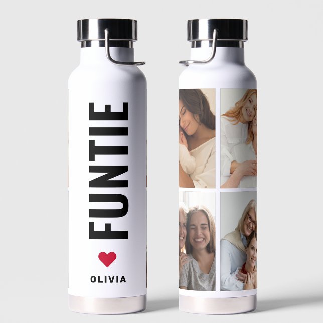 Bouteille D'eau Filles | Fun Cool Tante Nom personnalisé 4 Photo C (Créateur téléchargé)