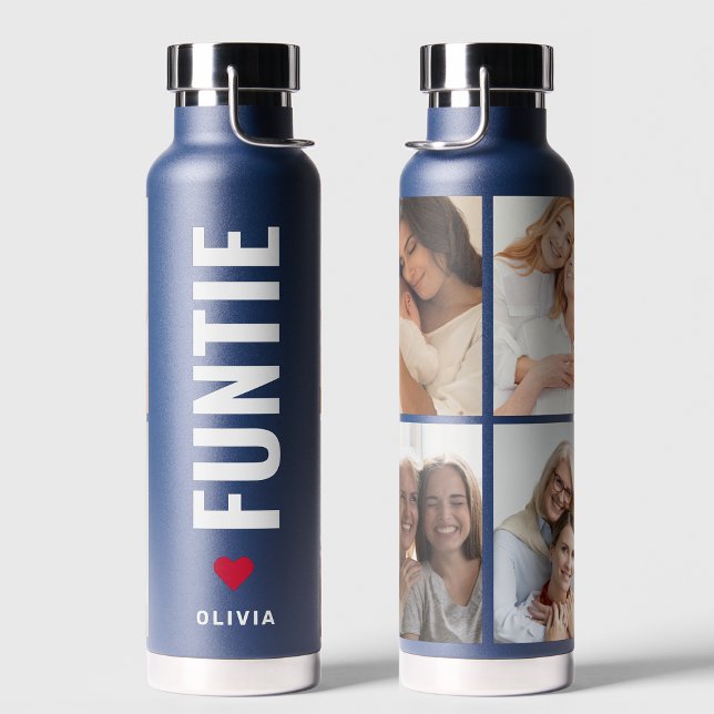Bouteille D'eau Filles | Fun Cool Tante Nom personnalisé 4 Photo C (Créateur téléchargé)