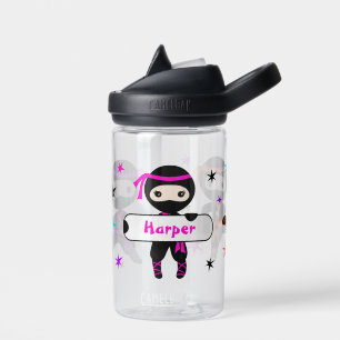 Bouteille D'eau Filles Personnalisées Cute Ninja Enfants Nom Perso
