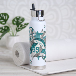 Bouteille D'eau filles sport turquoise gris volley-ball souffle