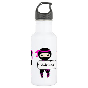 Bouteille D'eau Filles tendance Cute Ninja Guerrier Enfants Nom pe
