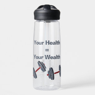 Bouteille D'eau Fitness Dumbbell Votre santé = Votre richesse