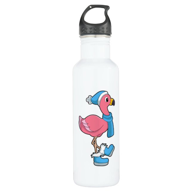 Bouteille D'eau Flamant rose avec Ecarf & Casquette (Devant)