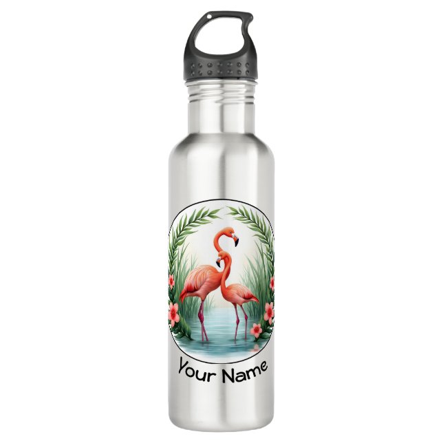Bouteille D'eau Flamant rose Couple (Devant)