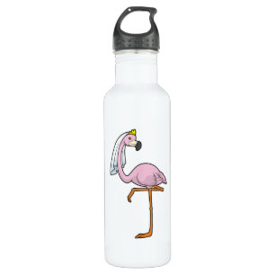 Bouteille D'eau Flamant rose en mariée au mariage avec voile