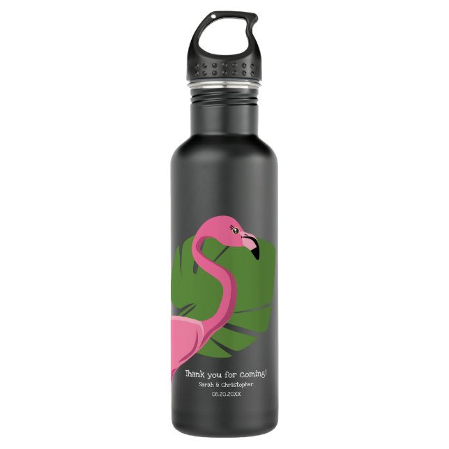 Bouteille D'eau Flamant rose rose personnalisé Destination mariage (Devant)